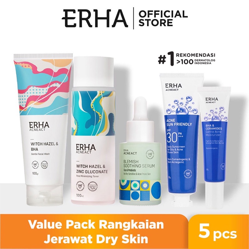 Jual ERHA Bundle Acneact Acne Daily Dry Skin Series - Paket Wajah