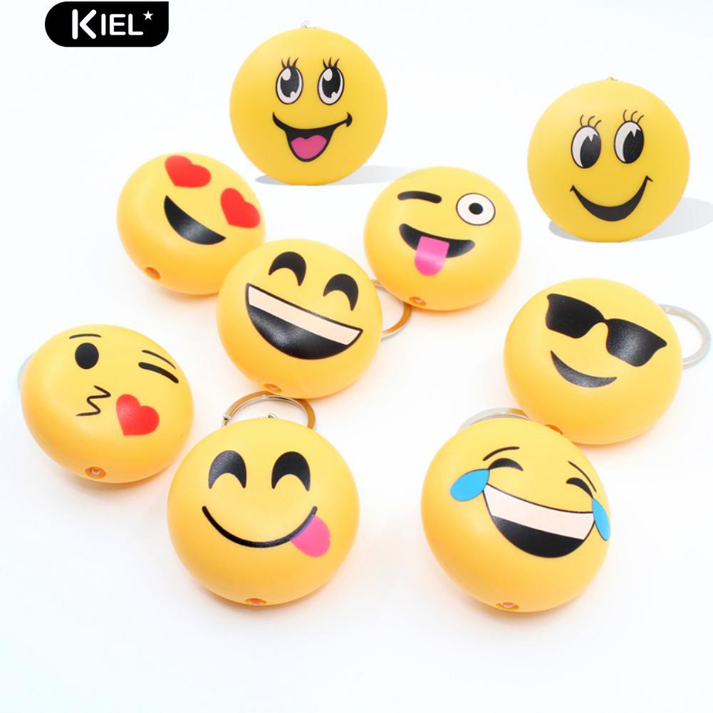 Lucu Senyum Emoji Led Suara Keychain Gantungan Kunci Tas Gantung