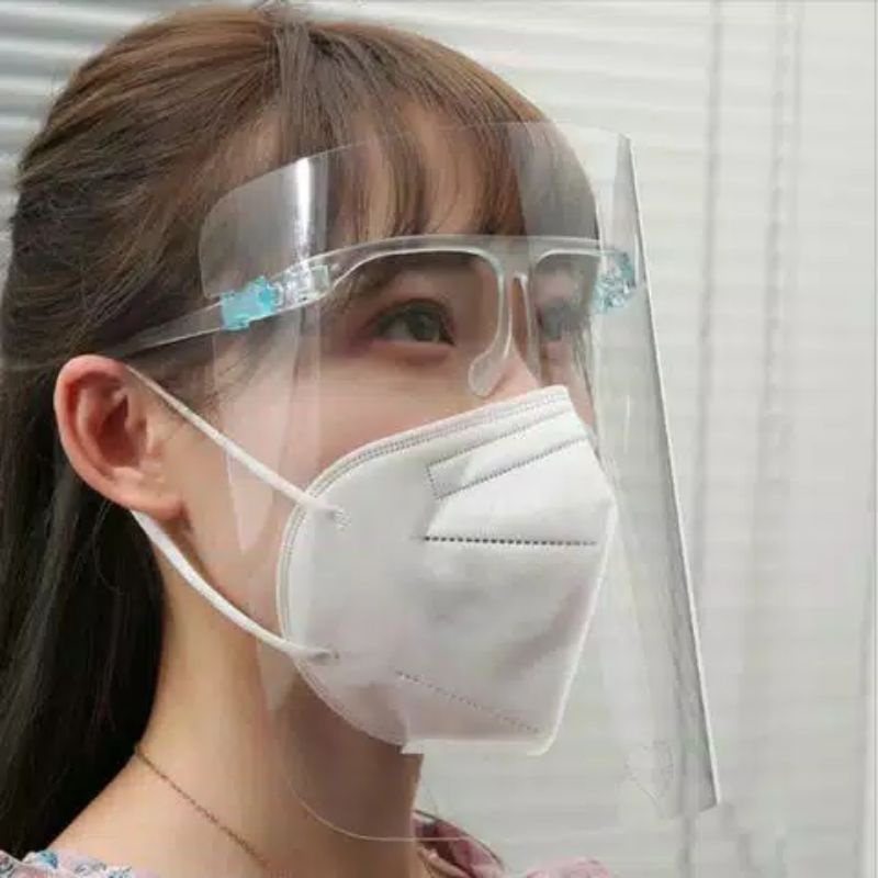 Faceshield kaca mata wajah bening mika pelindung APD anak dewasa medis transparan