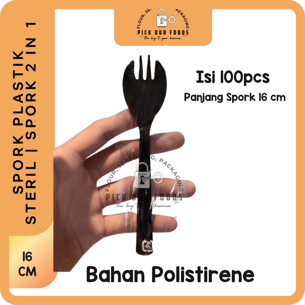 SPORK Plus PLASTIK | SPORK 2 IN 1 SENDOK GARPU Steril isi 100pcs