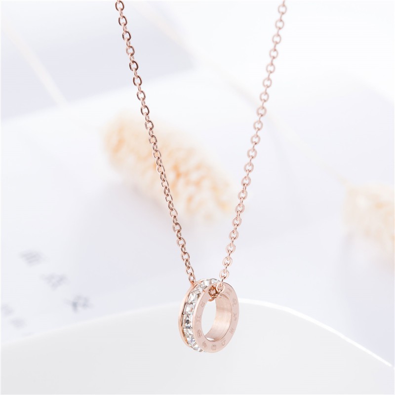 [New] Kalung roda berlian titanium mini korea hadiah wanita cewek anti karat KK163