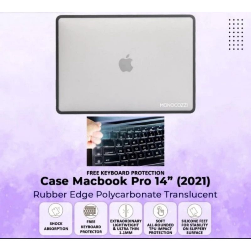 CASE MACBOOK PRO 14 M1 2021 2022 MONOCOZZI LUCID SHOCKPROOF TPU BENING