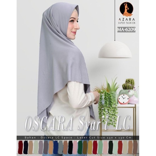 OSKARA SYAR'I AZARA LC | Hijab SegiEmpat POLOS JUMBO IMPORT | Ukuran 130 X 130 cm