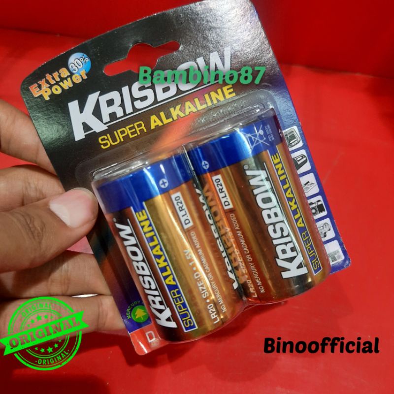 Krisbow Baterai Alkaline Ukuran D 2 Pcs / Baterai Tipe D