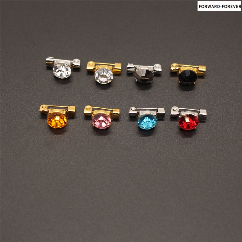 12 pcs small diamond brooches safety pin M30092