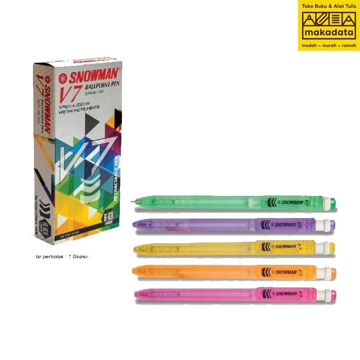 

SALE BALLPOINT | BOLPEN | PULPEN SNOWMAN V7 (12 PCS) - Biru