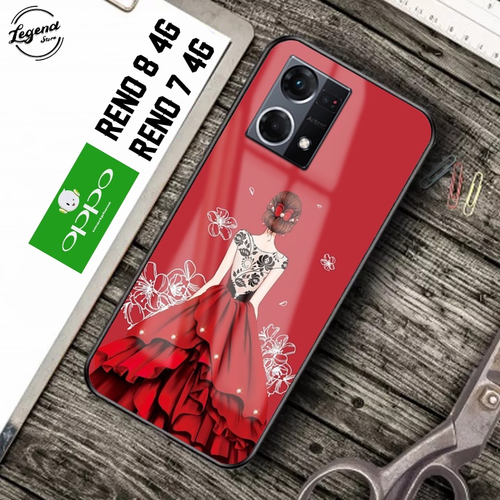 Softcase Glass Kaca Camera Protect - LS22 -  Softcase Kaca Mewah Oppo Reno 8 4G/Reno 7 4G  - Softcas
