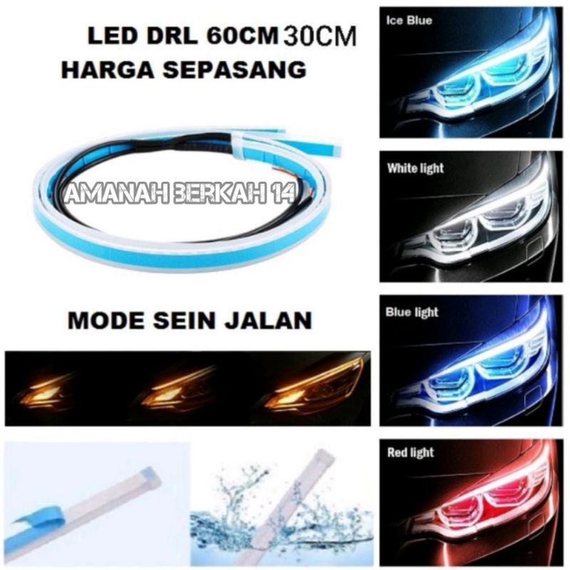 Lampu LED Alis Tempel DRL Motor Mobil 12V, lampu alis 60cm, lampu alis mobil, lampu alis motor, lamp