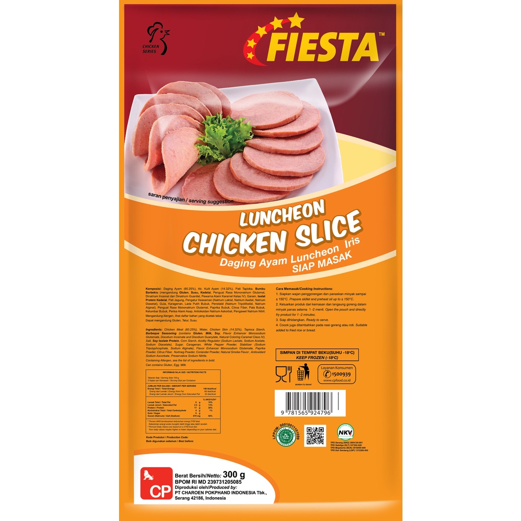 CHICKEN LUNCHEON SLICE FIESTA 300GR DAGING AYAM IRIS MATANG  HALAL