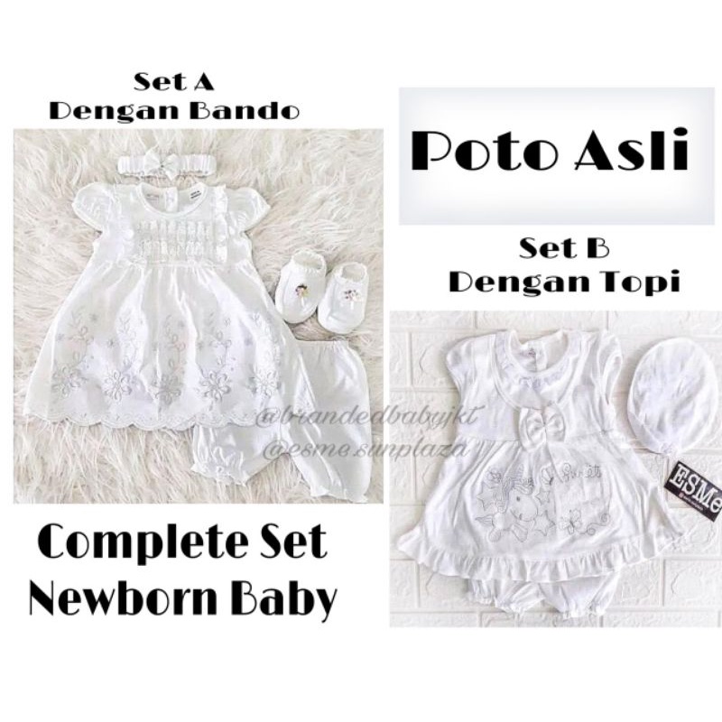 Dress set FREE HANGER BAJU setelan putih baby anak bayi perempuan newborn cocok untuk baptis, akikah, kado