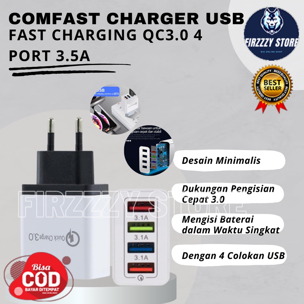 Comfast Charger USB Fast Charging QC3.0 4 Port 3.5A