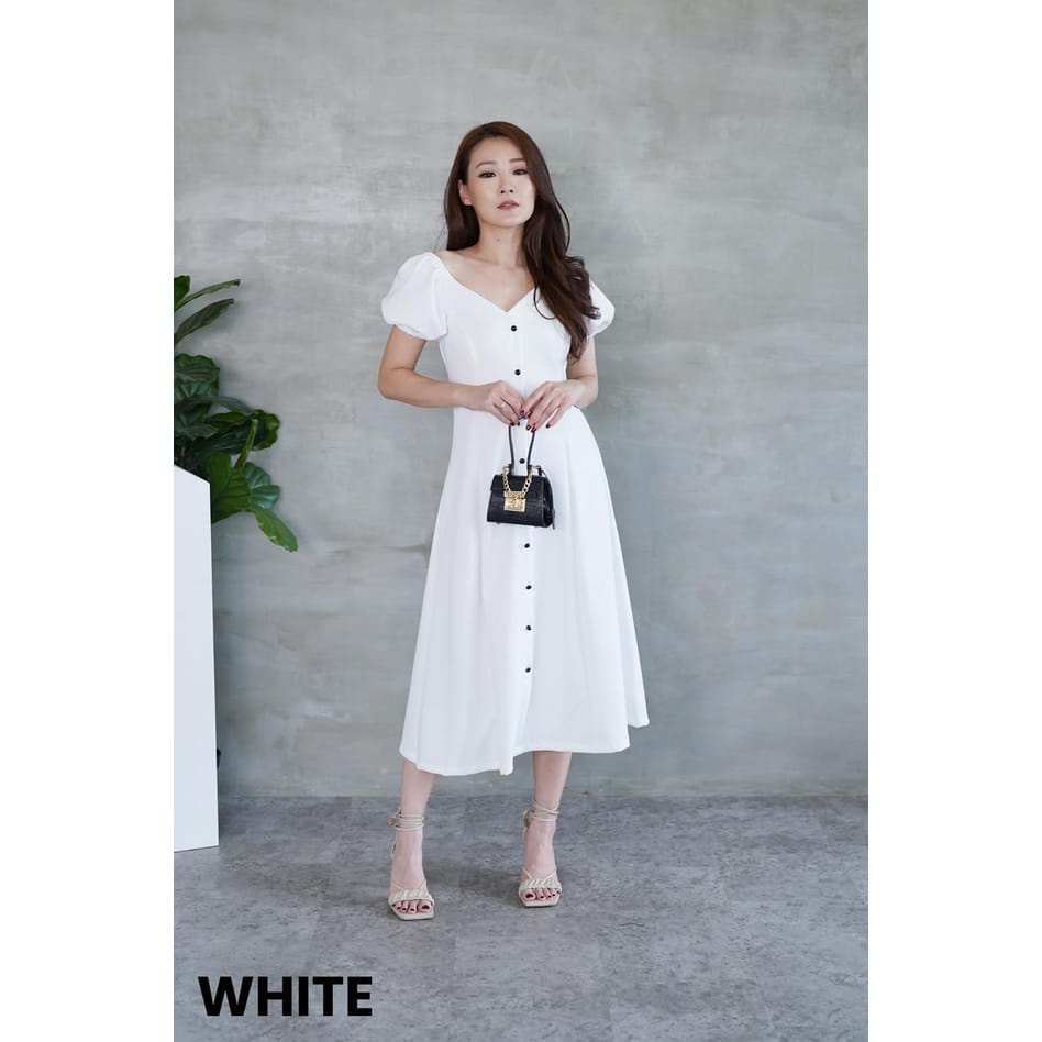 DRESS SIMPLE RIEL BUTTON/DRESS BAHAN SCUBA/DRESS