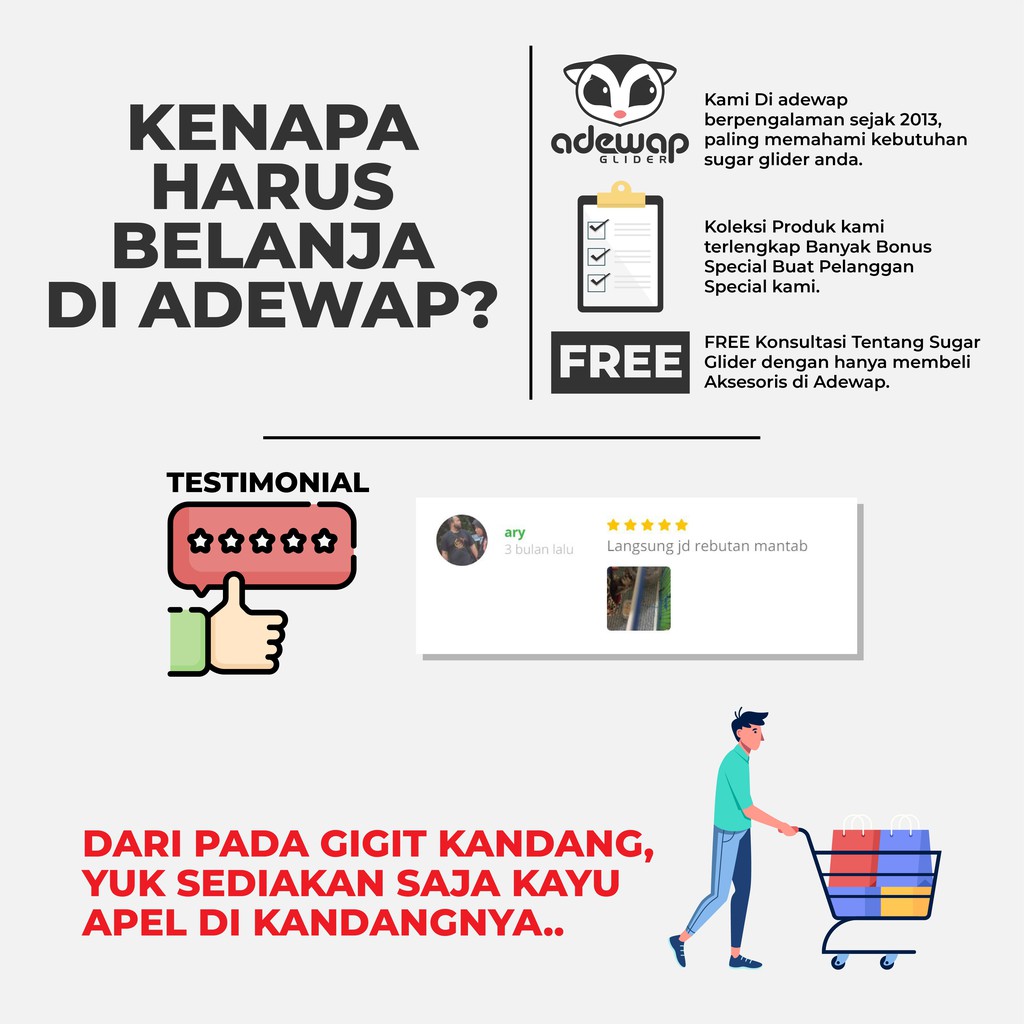 ADEWAP GLIDER Natural Apple Orchard Chew Stick Kayu Apel Gigitan Perawatan Gigi Sugar Glider
