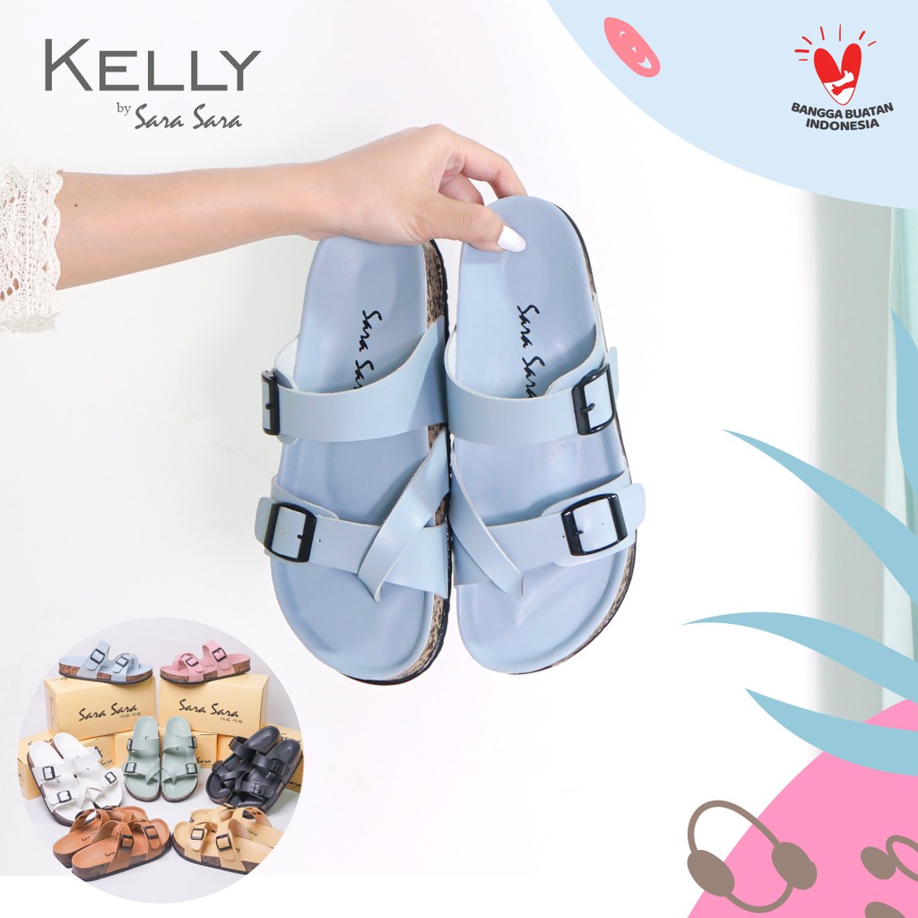 Sara Sara KELLY Sandal Slop Wanita sandal ban dua sandal jepit wanita sandal kasual terbaru