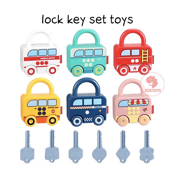 Zoetoys Lock Key Set Toys | Mainan Kunci Gembok Anak Tema Transportasi