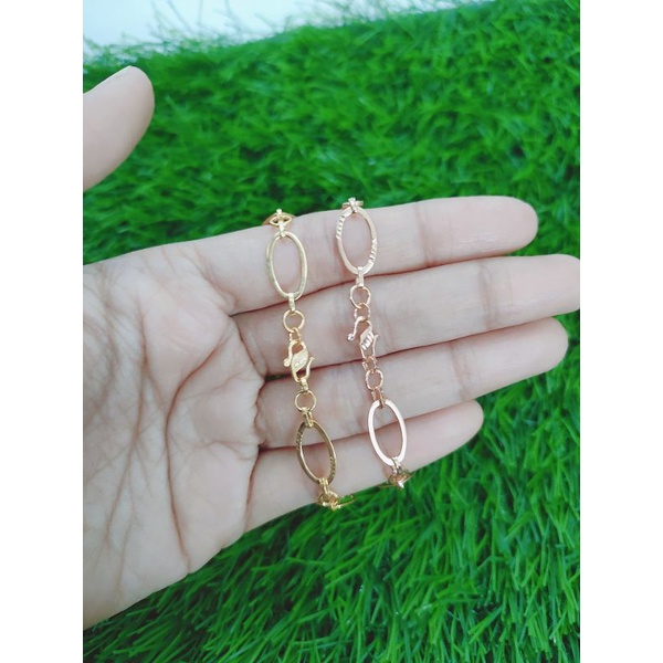 GELANG PERAK ASLI SILVER 925 LAPIS EMAS/GELANG TANGAN RANTAI OVAL HOLO BULAT UKIR/ASLI SILVER/FASHION WANITA