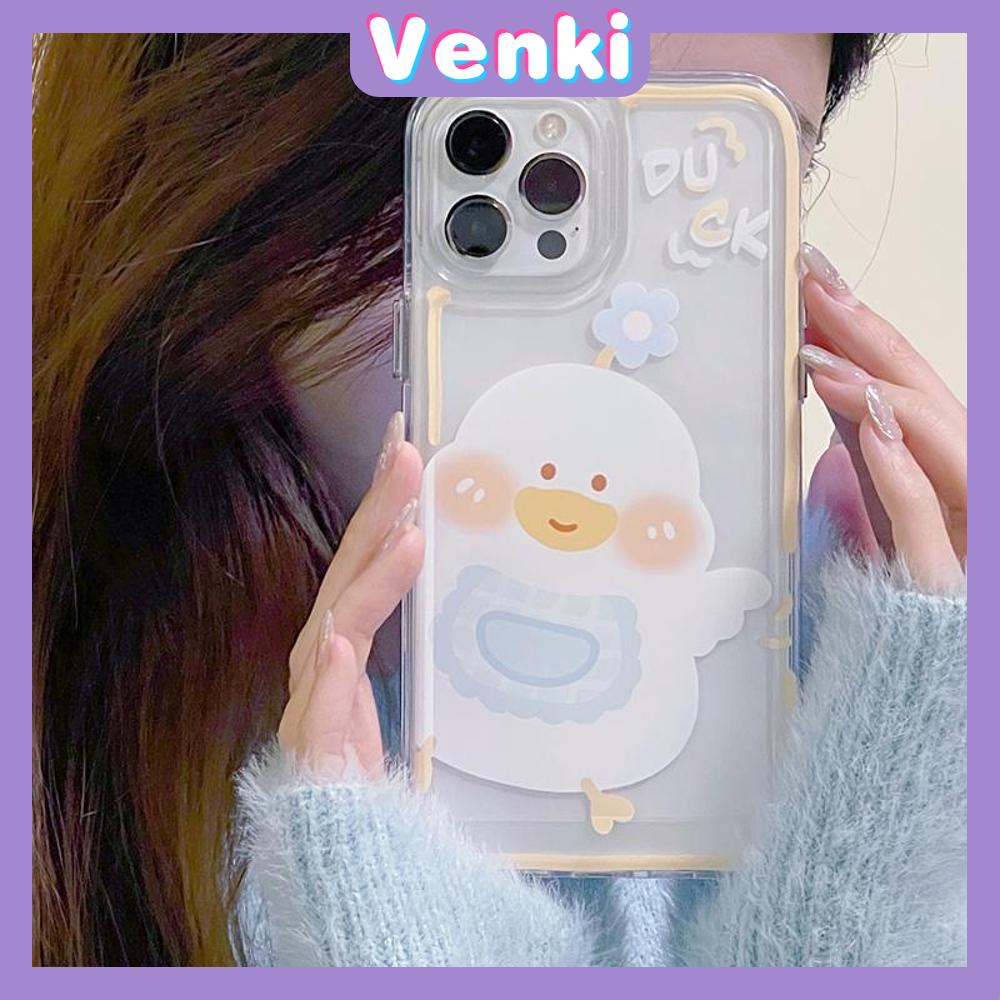 iPhone Case Clear Case Soft Thick TPU Shockproof HD Super Transparent Protection Camera Plating Button Duck Cute For iPhone 13 Pro Max iPhone 12 Pro Max iPhone 11 iPhone 7Plus