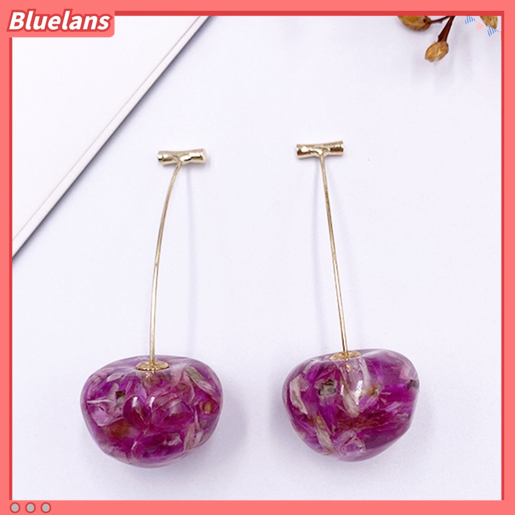 1 Pasang Anting Stud Desain Buah Ceri Untuk Aksesoris Wanita