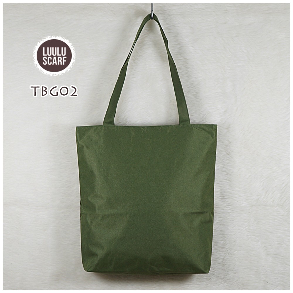 Tote Bag / Tas Belanja Polos dengan Furing + Retsleting bahan Semi Kanvas