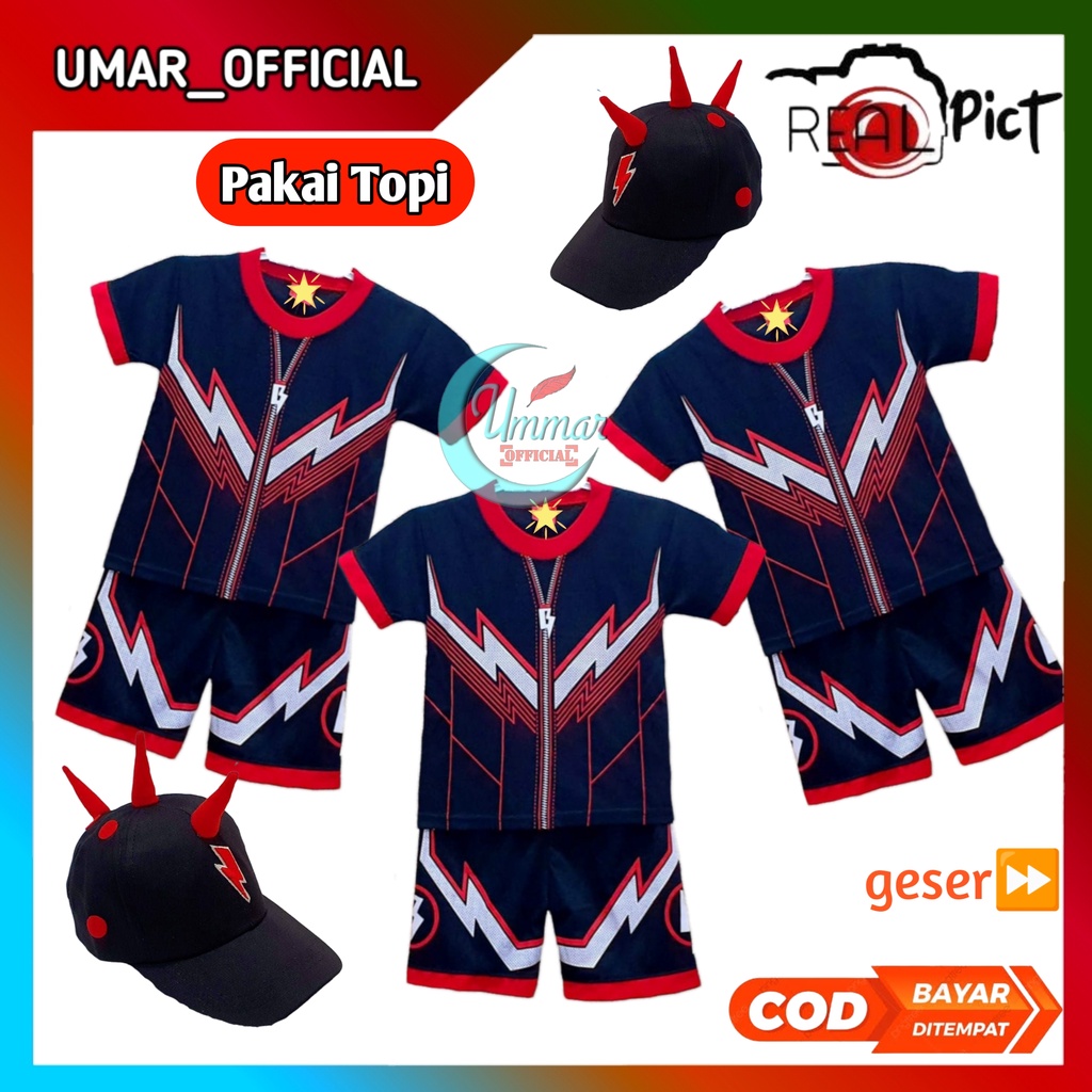 STELAN BAJU ANAK BOBOIBOY HALILINTAR TERBARU / KOSTUM BOBOIBOY HALILINTAR GRATIS TOPI TERMURAH