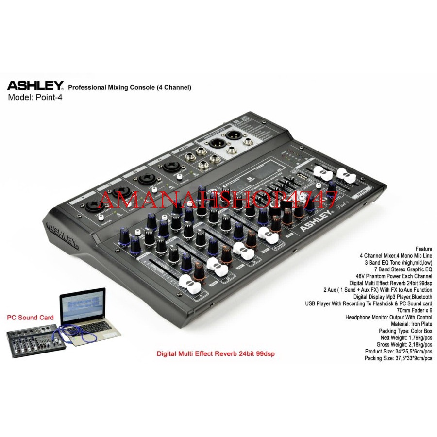 MIXER ASHLEY POINT4 - POINT 4 ORIGINAL ASHLEY 4 CHANNEL USB RECORDING