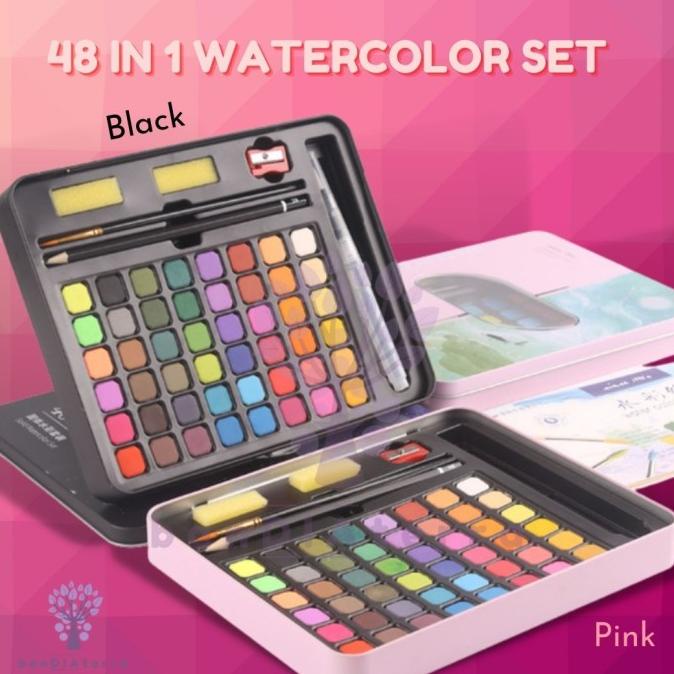 

Bandiaterra 48 Watercolor Set/Set Cat Air 48 Warna Dengan Kertas Gamba