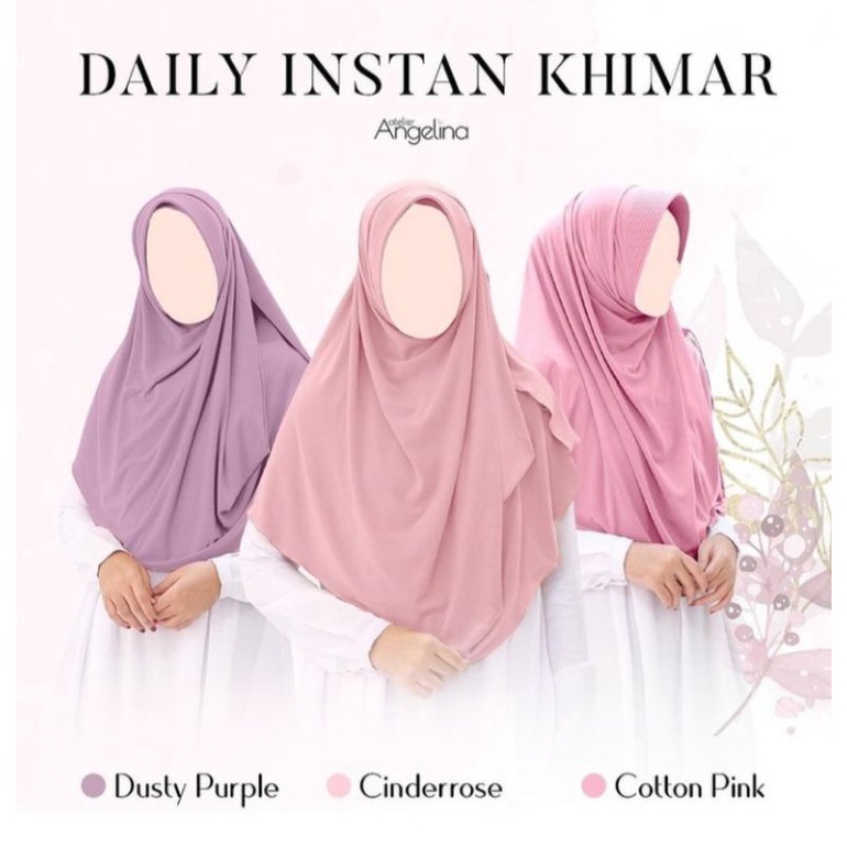 daily instan Khimar atelier Angelina cotton pink dusty purple SP L