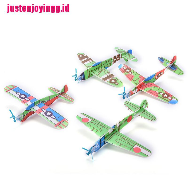 【justenjoyingg.id】12PCS/Set Foam Glider Prop Flying Gliders Plane Aeroplane Kids Children DIY Toys