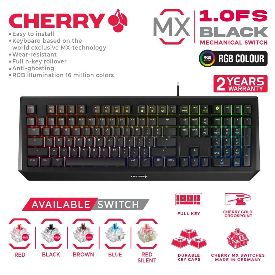 CHERRY MX 1.0 FS RGB / NBL - Full Size Mechanical Gaming Keyboard