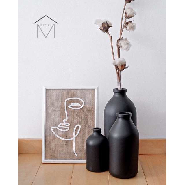 (KECIL) VAS BUNGA VINTAGE VAS AESTHETIC VAS HITAM  KACA ESTETIK BOTOL VAS NORDIC SCANDINAVIAN