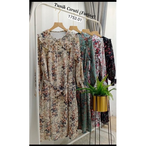 Tunik ceruty import pakai Krah