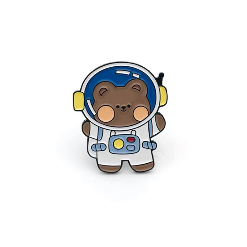 Planet astronot beruang kelinci bros cute Japanese gaya kartun beberapa alloy lencana tas aksesoris