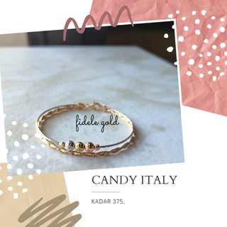  Gelang  emas  asli italy bola candy 375 kawat tali  elegan 