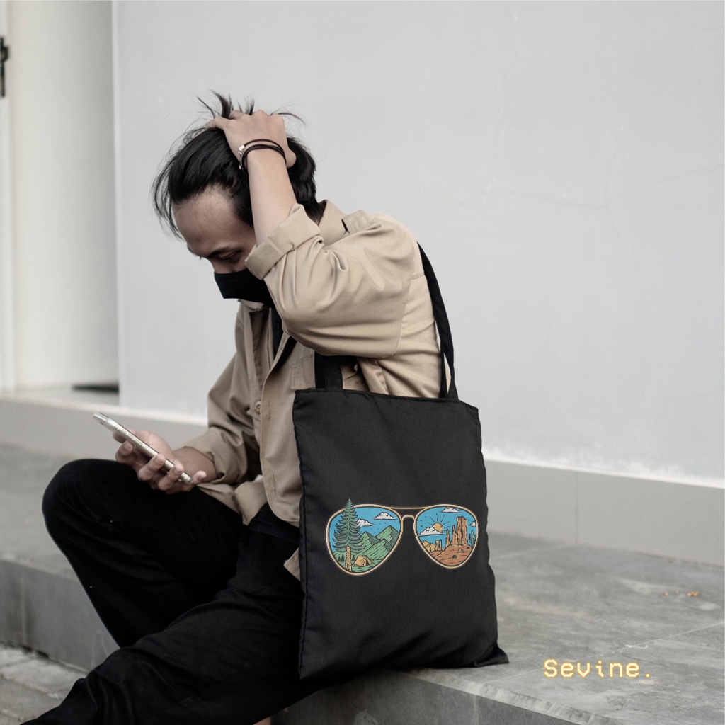 Sevine Totebag Tas Wanita Tote bag Resleting Girl Vintage Black Series Hitam - SRF7