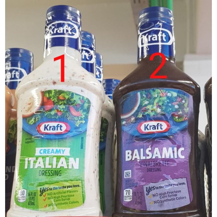 

Kraft sauce creamy italian-balsamic vinaigrette-thousand island