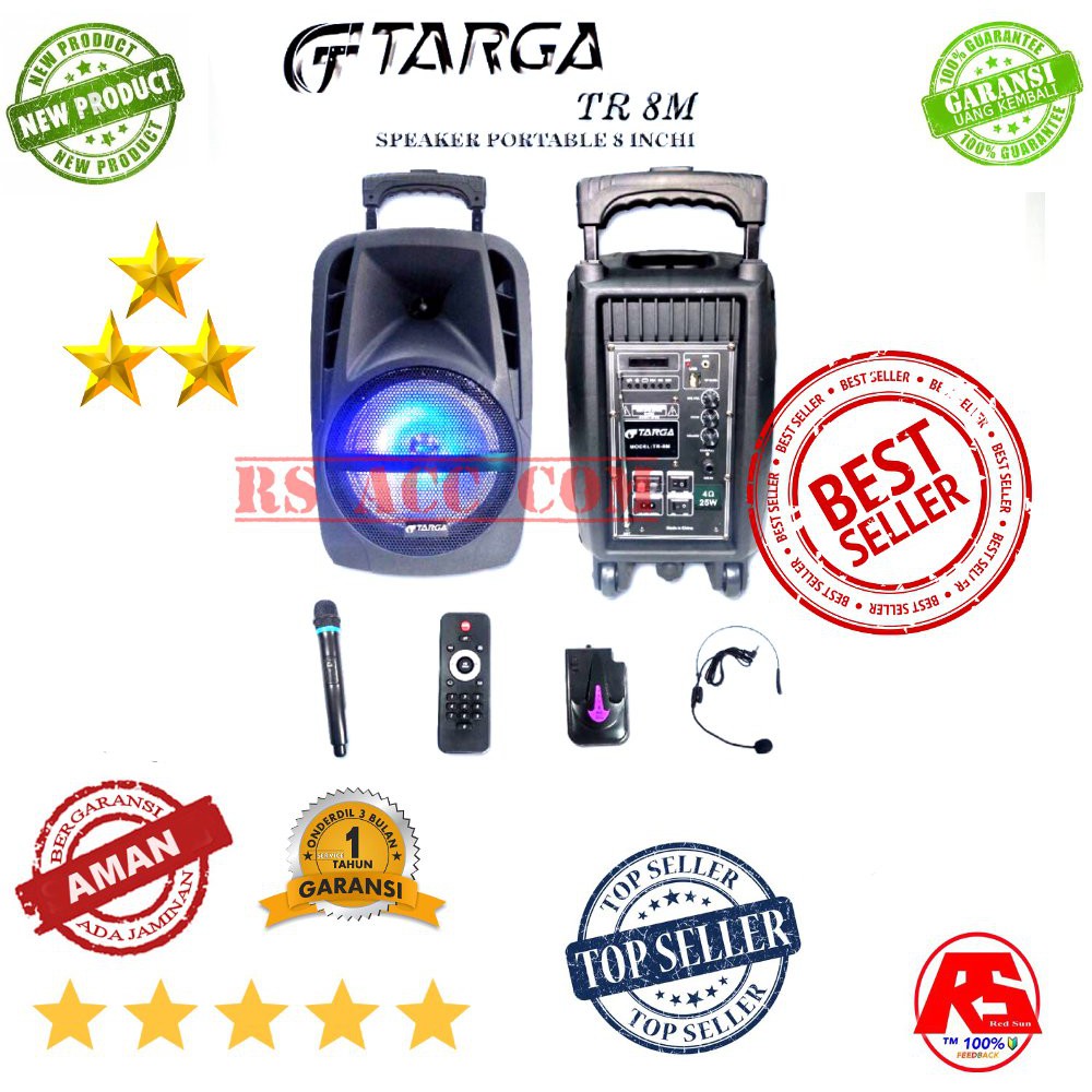 Murah  Portable Pa Meeting Wireless Mic ATL & TARGA 8 Inch Bluetooth