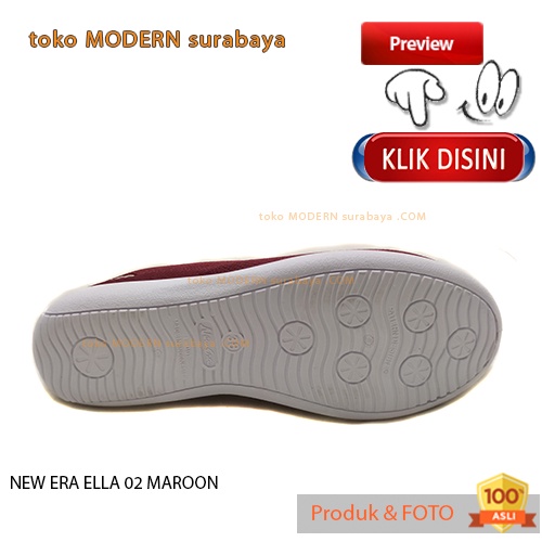 Sepatu wanita flat casual slip on NEW ERA ELLA 02 MAROON