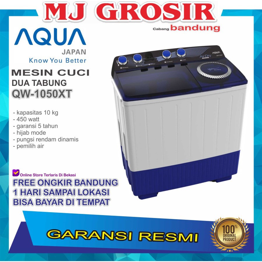 MESIN CUCI AQUA JAPAN QW1050XT 10KG 2 TABUNG 1050XT 10 KG 1050 HIJAB