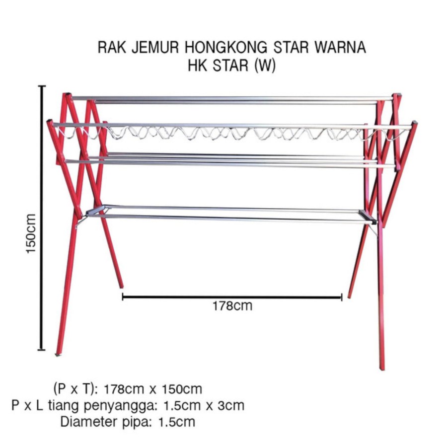 [JEMURAN] Jemuran Baju Warna Merk Star / Jemuran Jumbo / Jemuran Baju Besar / Jemuran Warna