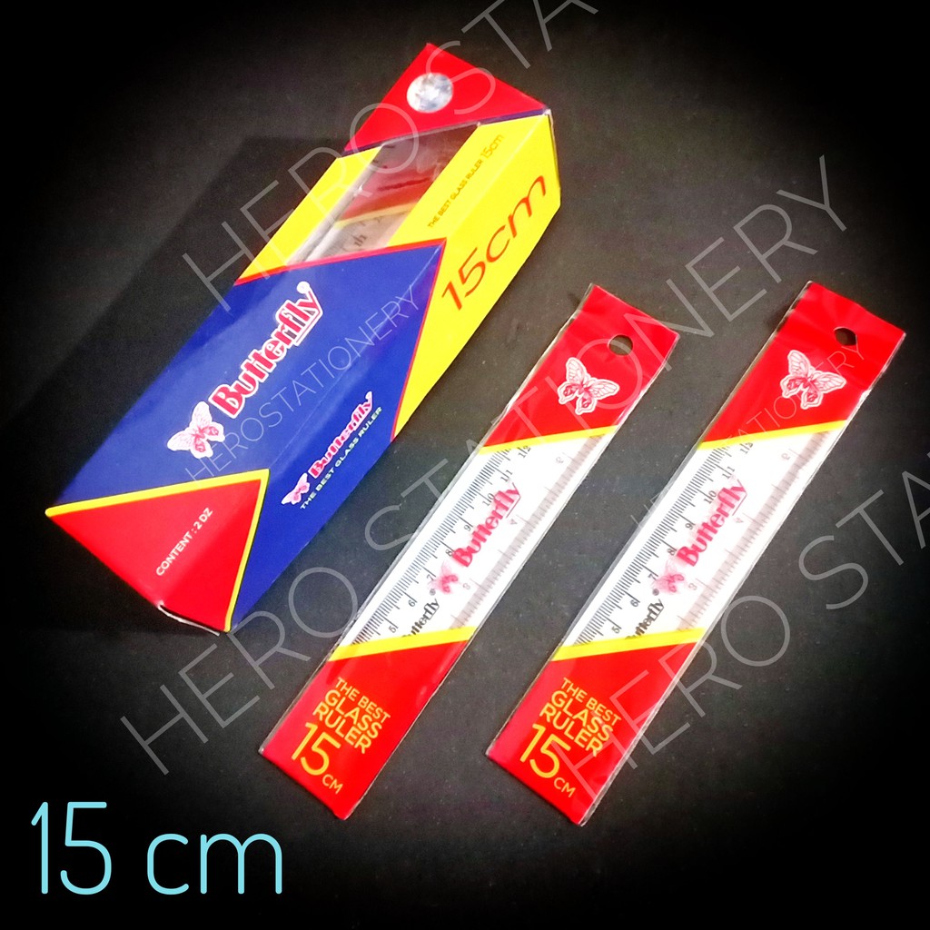 

Penggaris butterfly glass ruler 15 cm . 12 unit
