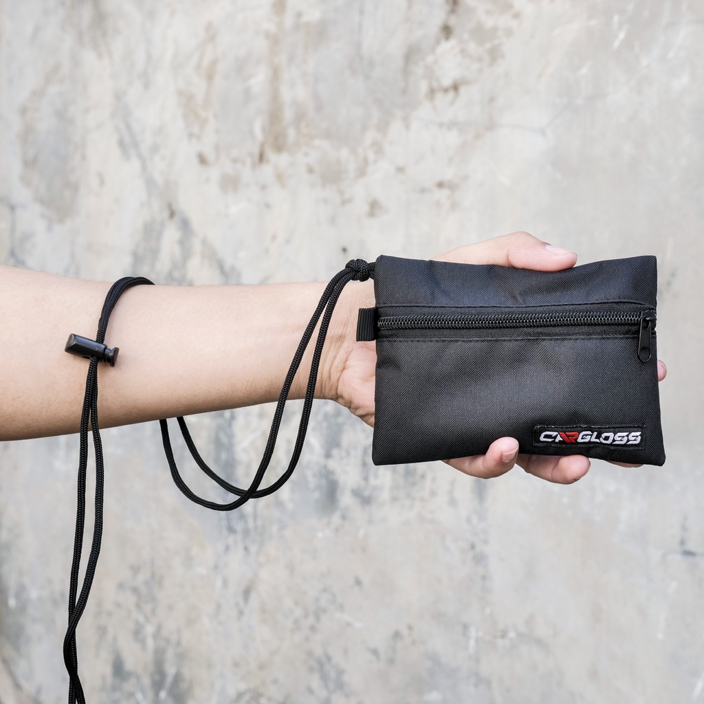 Clutch Bag Cargloss Pria Tas Leher Id Card Dompet Tali Cowok Cewek Untuk Kartu Atm Emoney Black