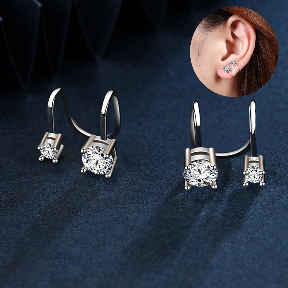 Preva Zirkon Manset Telinga 6mm 4mm Wanita Pria Perhiasan Anting Non Tindik