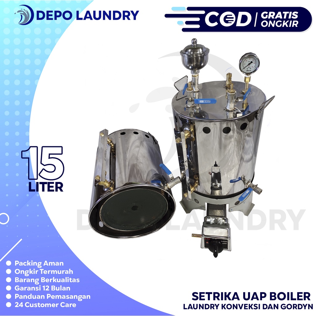 FREE ONGKIR Boiler Setrika Uap Gas 15 liter Standard