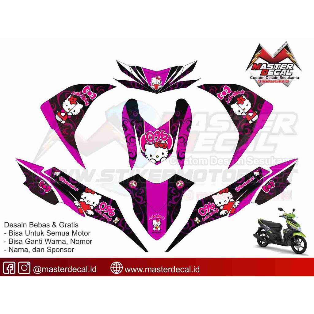 Stiker Decal Motor Mio M3 Motif Hello Kitty