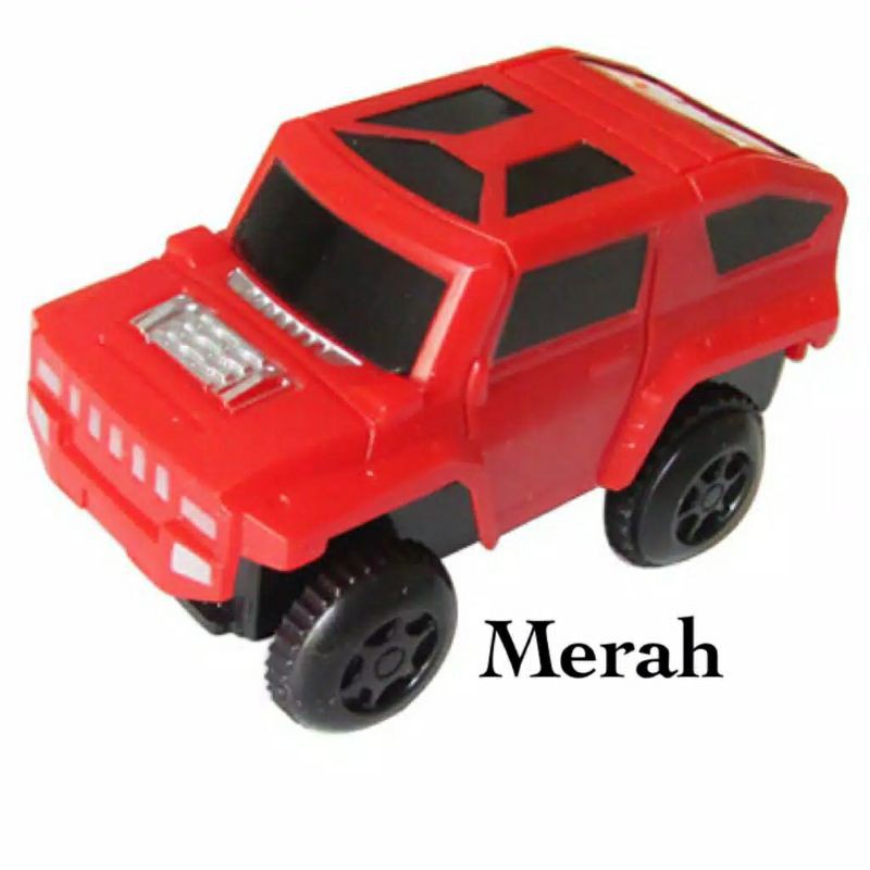 [ Funny ] 90Pcs Mainan Anak Edukasi Track Mobil / Mainan Jalur Kereta Api Bisa Bongkar Pasang-Extra mobil merah