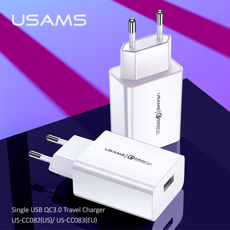 Travel Charger Fast Charging USAMS T22 Single USB QC 3.0 Travel Charger Fast Charging