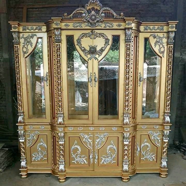 Almari Hias Lemari Pajangan Kaca Jati Mewah