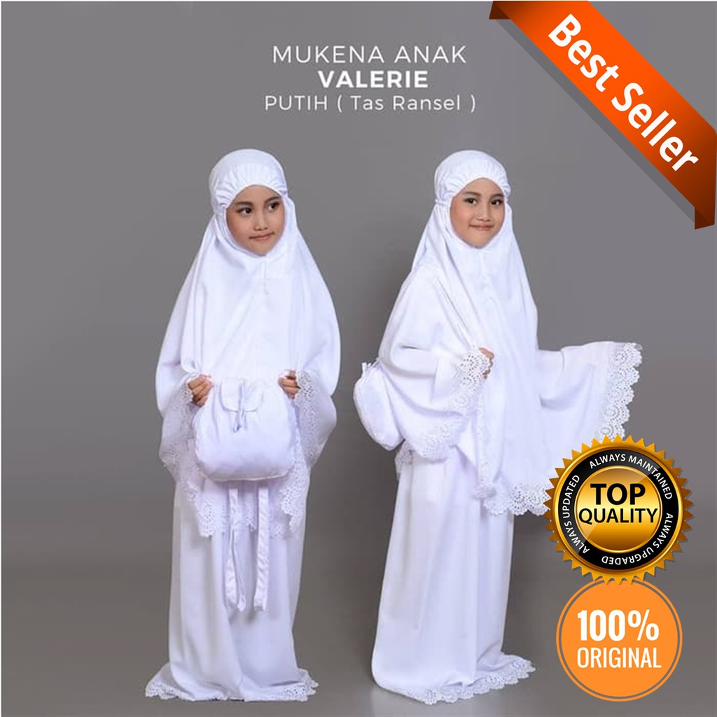 Mukena Polos Anak Sekolah SD 5-7 Tahun Bahan Adem Motif