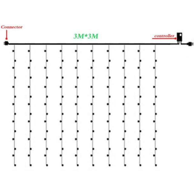 KR Lampu Hias Dekorasi Dinding Gorden Model Waterfall Light Air Terjun 3x3Meter 320 LED