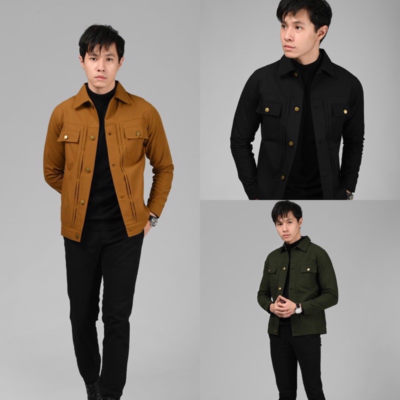 trucker jacket jaket by heymale male id caramel M L black